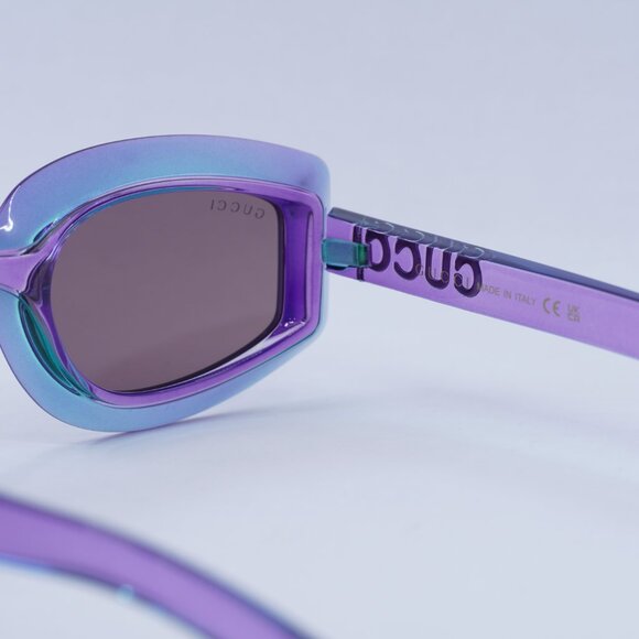 Gucci GG1719S 003 Sunglasses Shiny Transparent Violet Geometric Frame - Picture 5 of 11